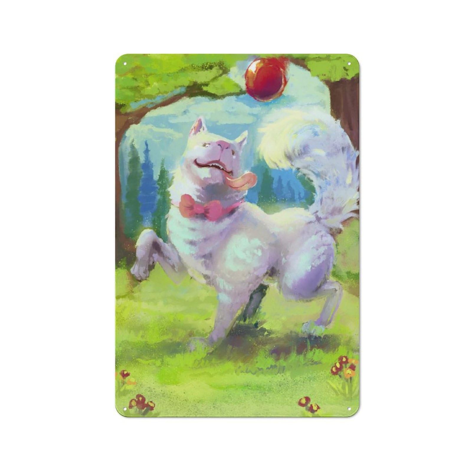 Junmoney Happy Doggo 30X20cm Vintage Tin Sign With For Hobby Room Or Studio, For Winter Interiors And Metal Sign Collectors