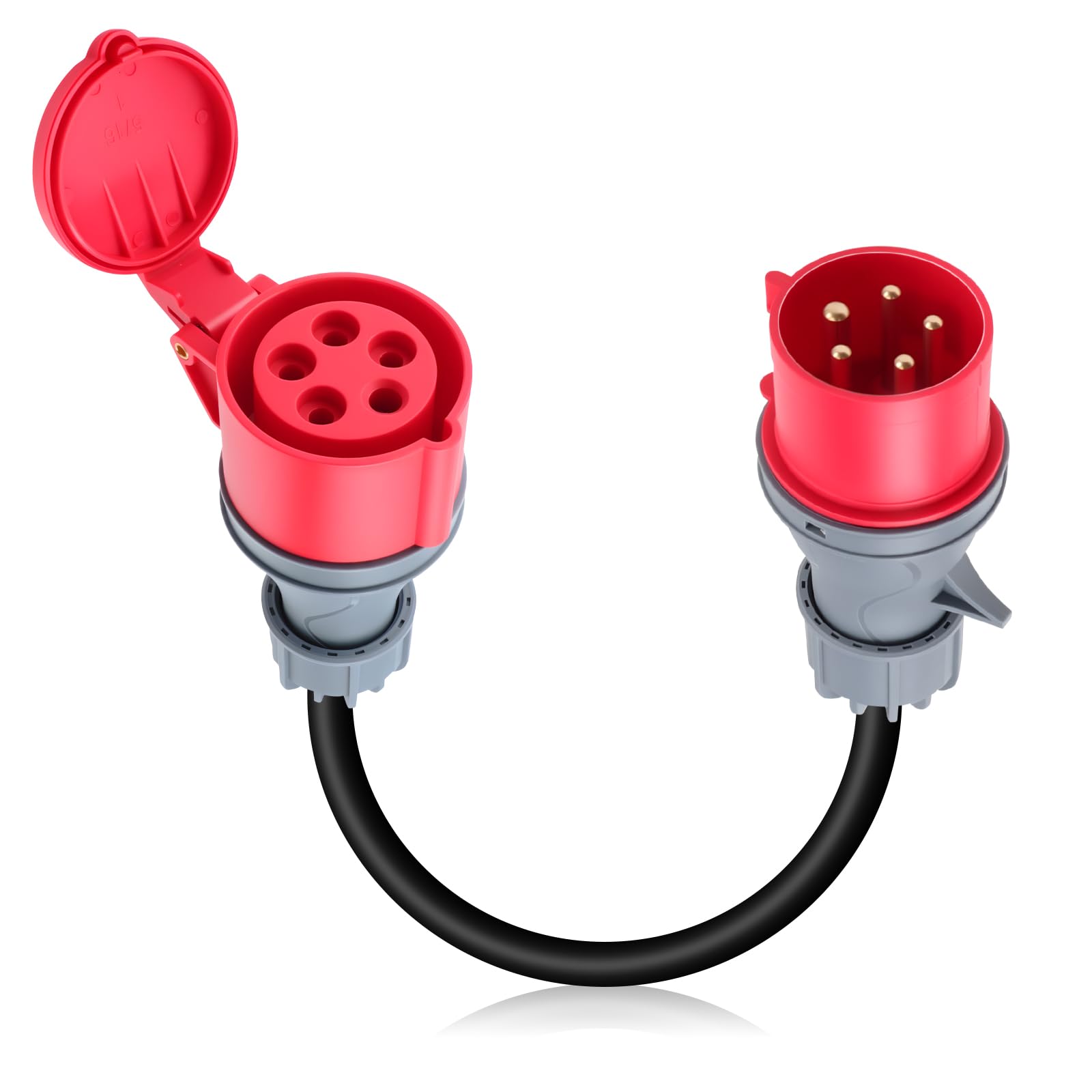 KAOLALI CEE Adapter, 32A(22KW) Stecker auf 16A(11KW) Kupplung, 5-Polig CEE Adapter 32A auf 16A, 400V, Tragbar, Schutzart IP44, 50cm