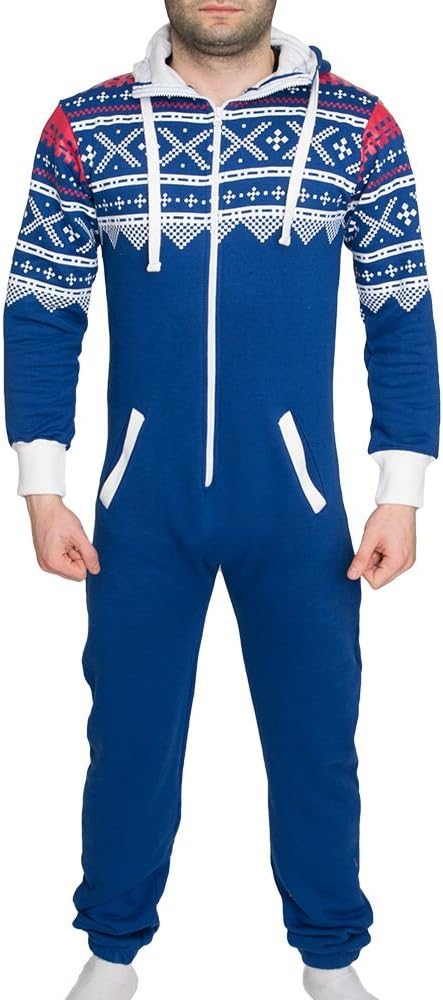 Shelikes Onesie for Men & Women Stylish Aztec Print Jumpsuit Cotton Hooded Zip Up All in One Piece Nightwear Loungewear Sleepwear