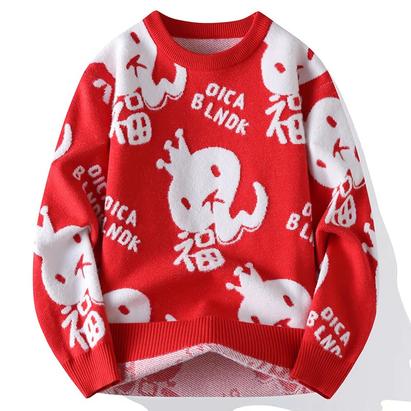 2020 Autumn and Winter New Year's Day New Year's Day red Sweater Men's Snake Totem Men's Knitwear Men's Clothing
