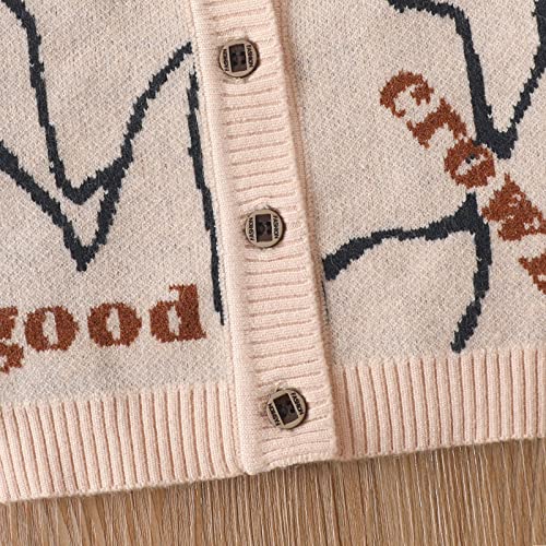 Children Knitted Blouse Toddler Boys Sweater Kids Casual Prints Button Up V Neck Knitted Cardigan (Beige, 3-6 Months)4