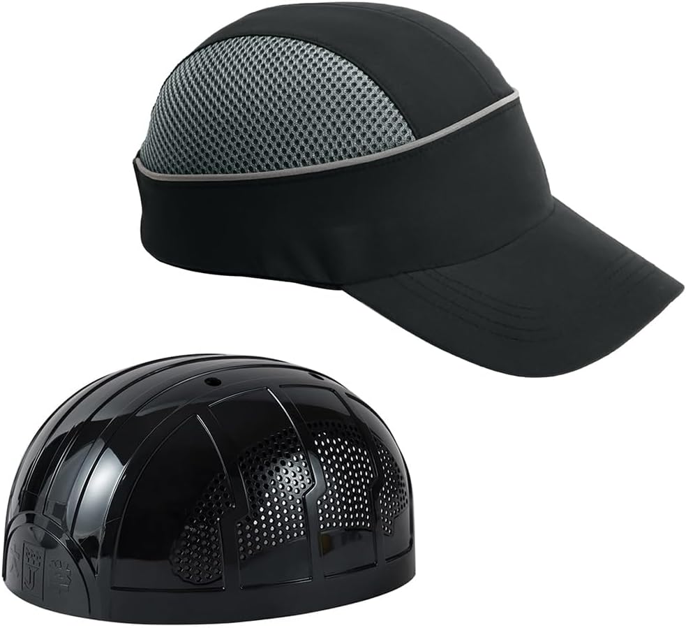 MOHEEN Men's Baseball Hat Style Safety Bump Cap, 01# Long Brim, Black