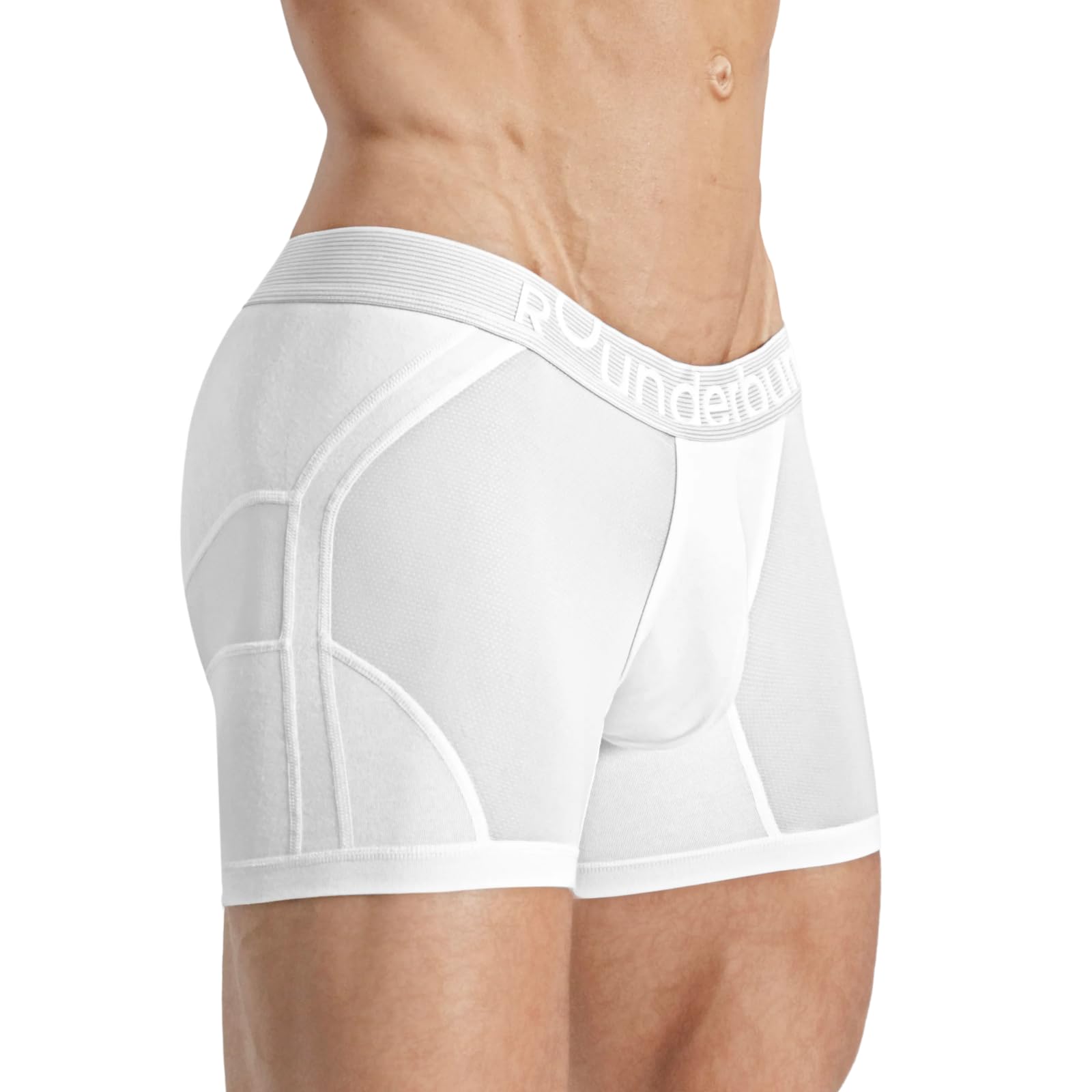 Rounderbum Mens Anatomic Tech Boxer Brief Anatomically Contoured Pouch Cotton Stretch Longer Leg Fit