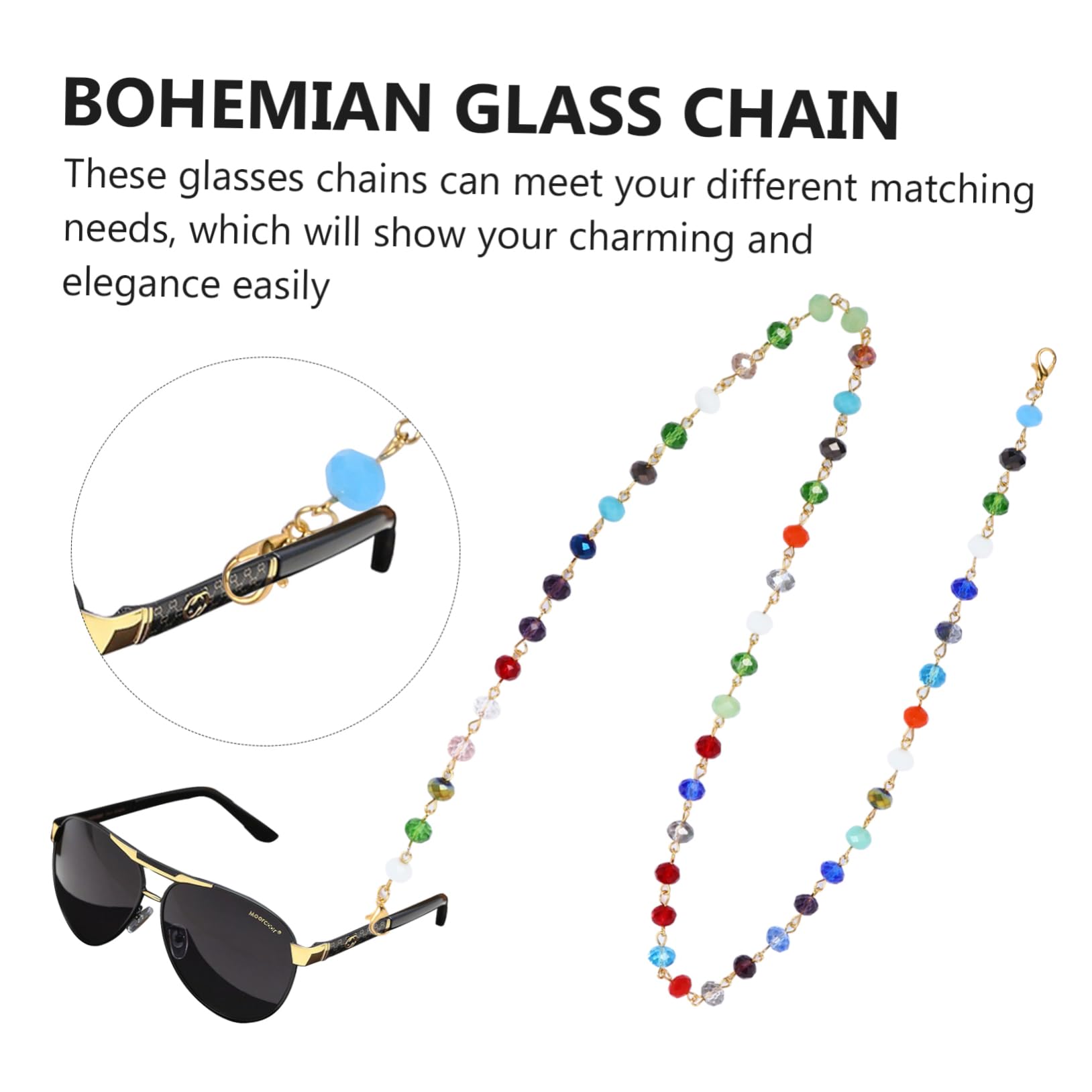 SOIMISS 6 Piezas Collar De Cuentas De Cristal Cadena Para Gafas De Sol Con Cuentas Retenedor De Gafas Collar De Perlas Gafas De Sol Deportivas Glasses Gafas De Perlas Colorful Aleación