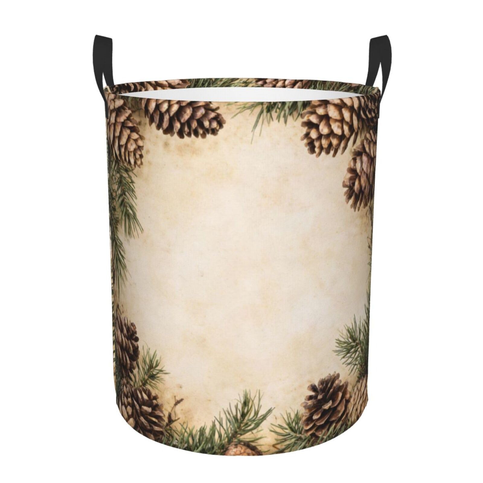 Laundry Basket Large Collapsible Laundry Hamper with Handles Pine Cone Border Laundry Basket Waterproof Freestanding Dirty Clothes Hamper for Bedroom Bathroom Dorm