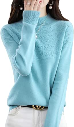 Women's 100% Merino Wool Sweater - Fall & Winter Warm Knitted Turtleneck Pullover