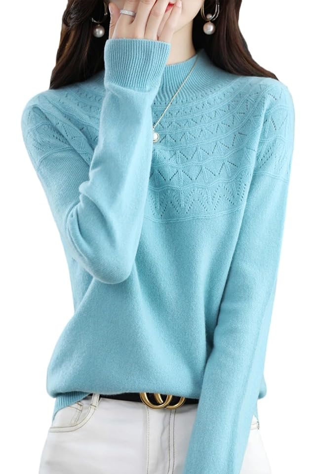 100 Merino Wool Sweaters Womens Fall Winter Warm Soft Knitted Loose Pullover Turtleneck Long Sleeves