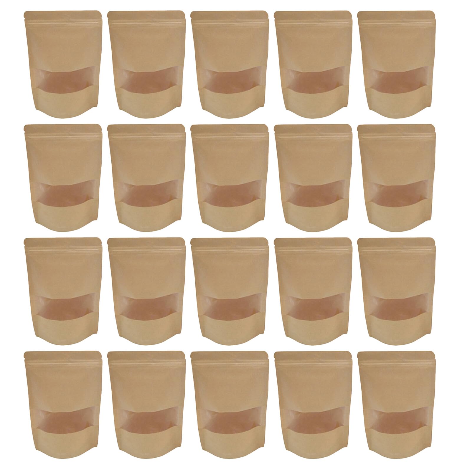 POPETPOP 50pièces Lot De Sachets Papier Kraft Avec Fenêtre Transparente Sachets Alimentaires Refermables à Fond Plat Pour Biscuits Friandises Et Petits Aliments