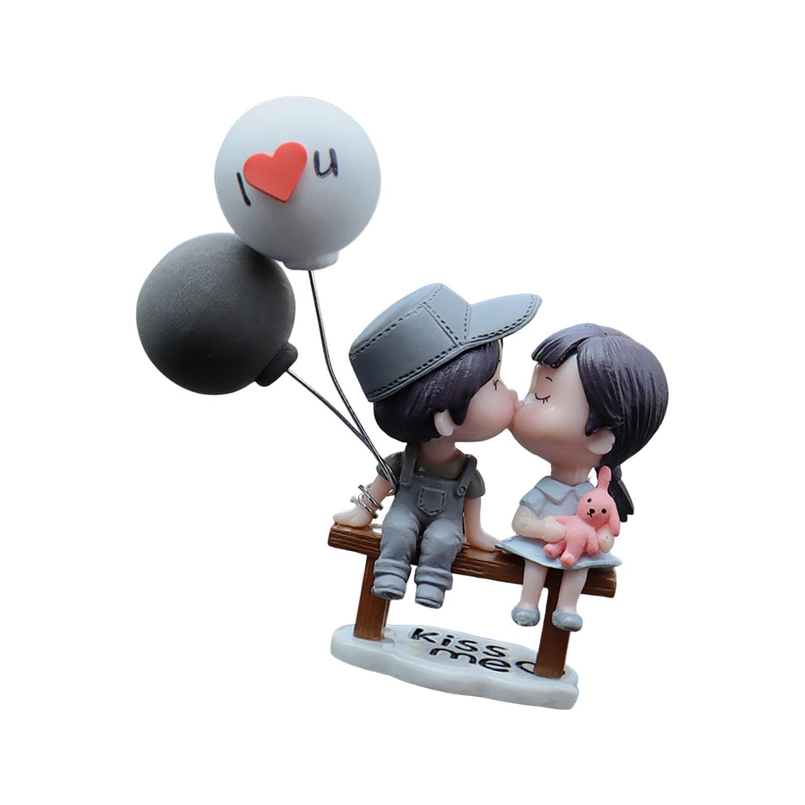 PIXZCSA Adorable Cartoon Couples Car Dashboard Decorations Cute Ornaments For Vehicle Car Dashboard Decorations Cute Cartoon Couples Sturdy And Durable Couple, Grey Bottom