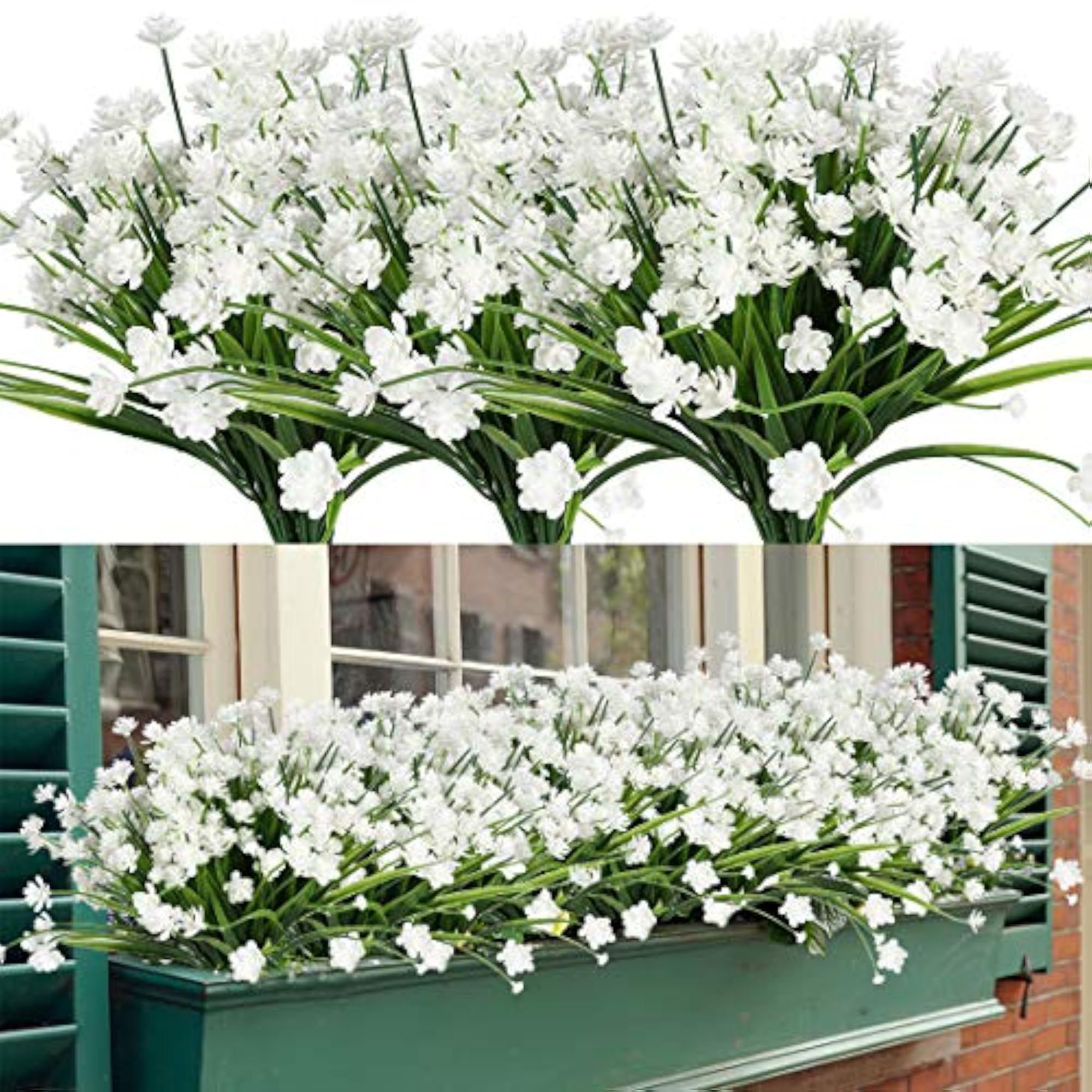 8 Bundles UV Resistant Artificial Greenery for Wedding & Home