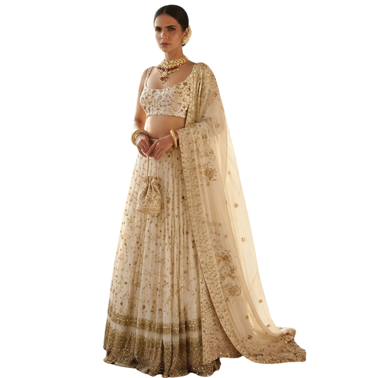 White Georgette Embroidery Work Dupatta For Women-image-25