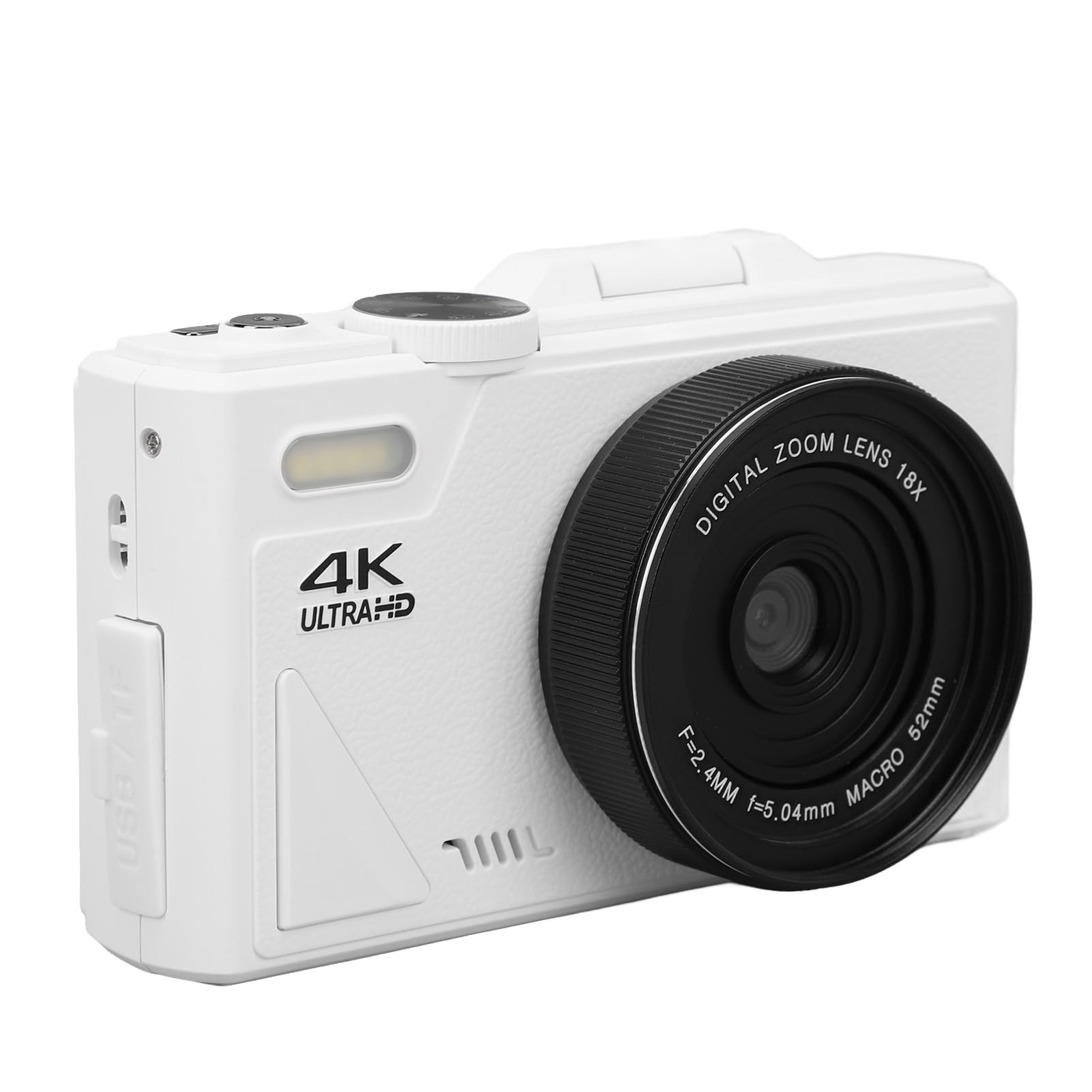 Focket Fotocamera Digitale, Video 4K da 64 MP, Zoom Digitale 18X, Fotocamera per Vlogging con Messa a Fuoco Automatica Anti-vibrazione, da Viaggio Mirrorless con Luce di Riempimento Schermo