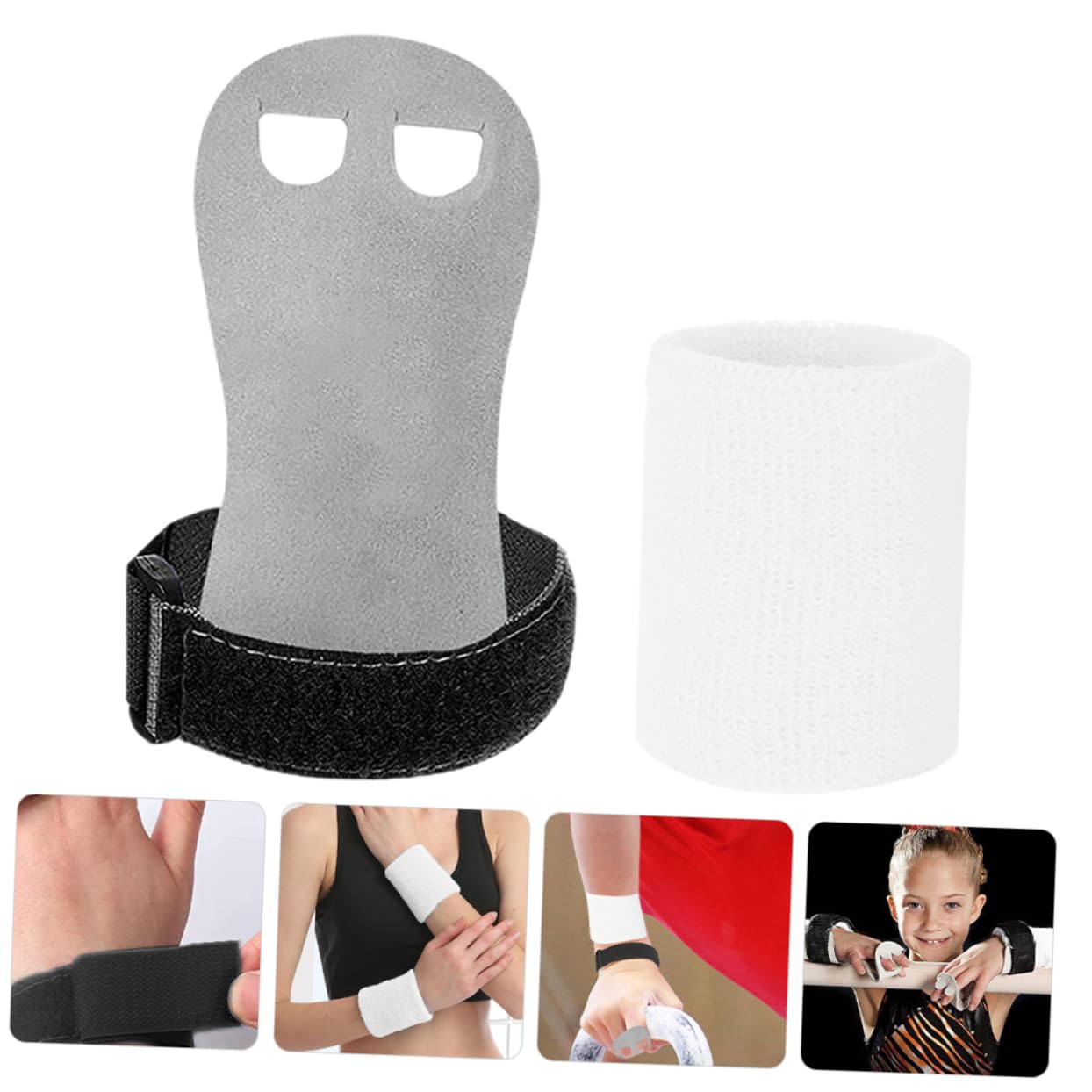 Gogogmee Gymnastics Wristband Set Non-Slip Palm Guard for Girls Bar Grips Weightlifting Comfortable Leather Polyester Material