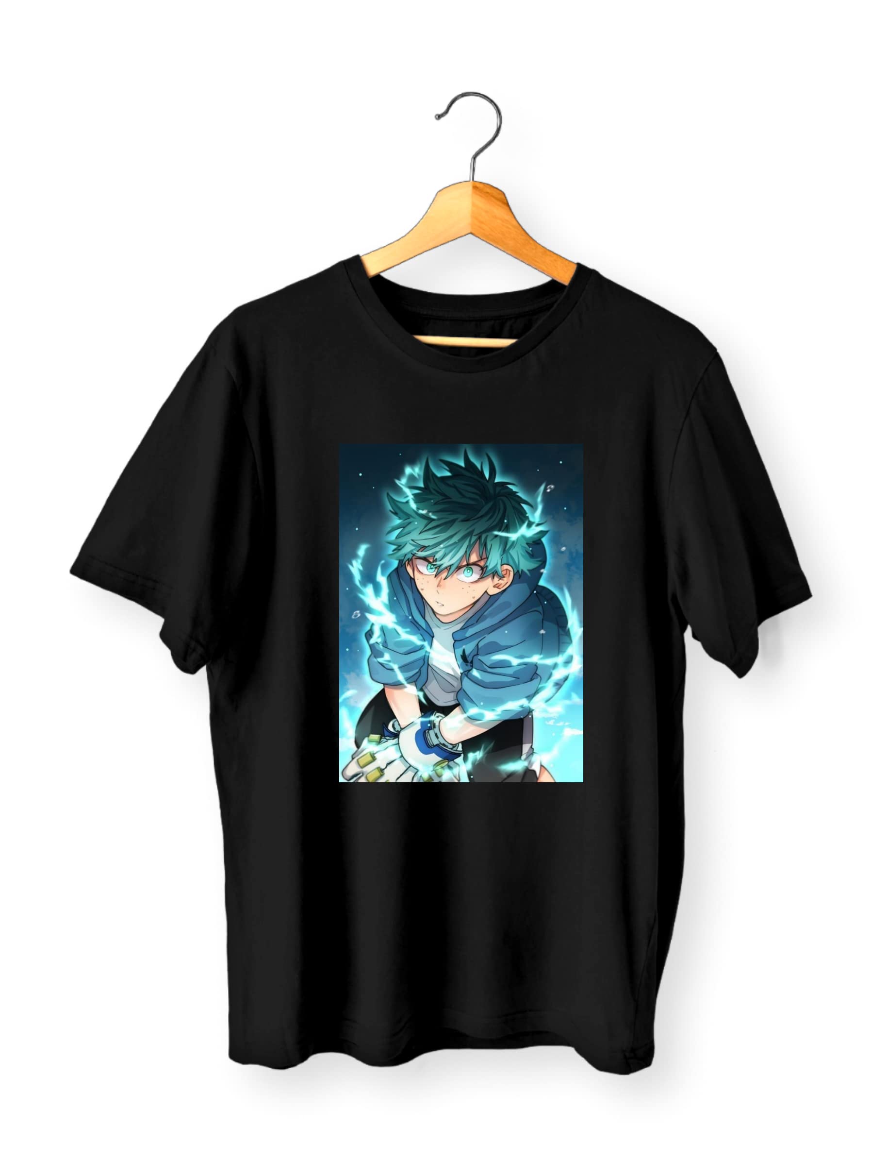 Darkbuck® Anime T Shirt for Men and Women Regular My Hero Academia Lighting Izuku T-Shirts Unisex Pure Cotton Casual Wear Round Neck T-Shirt (XL)