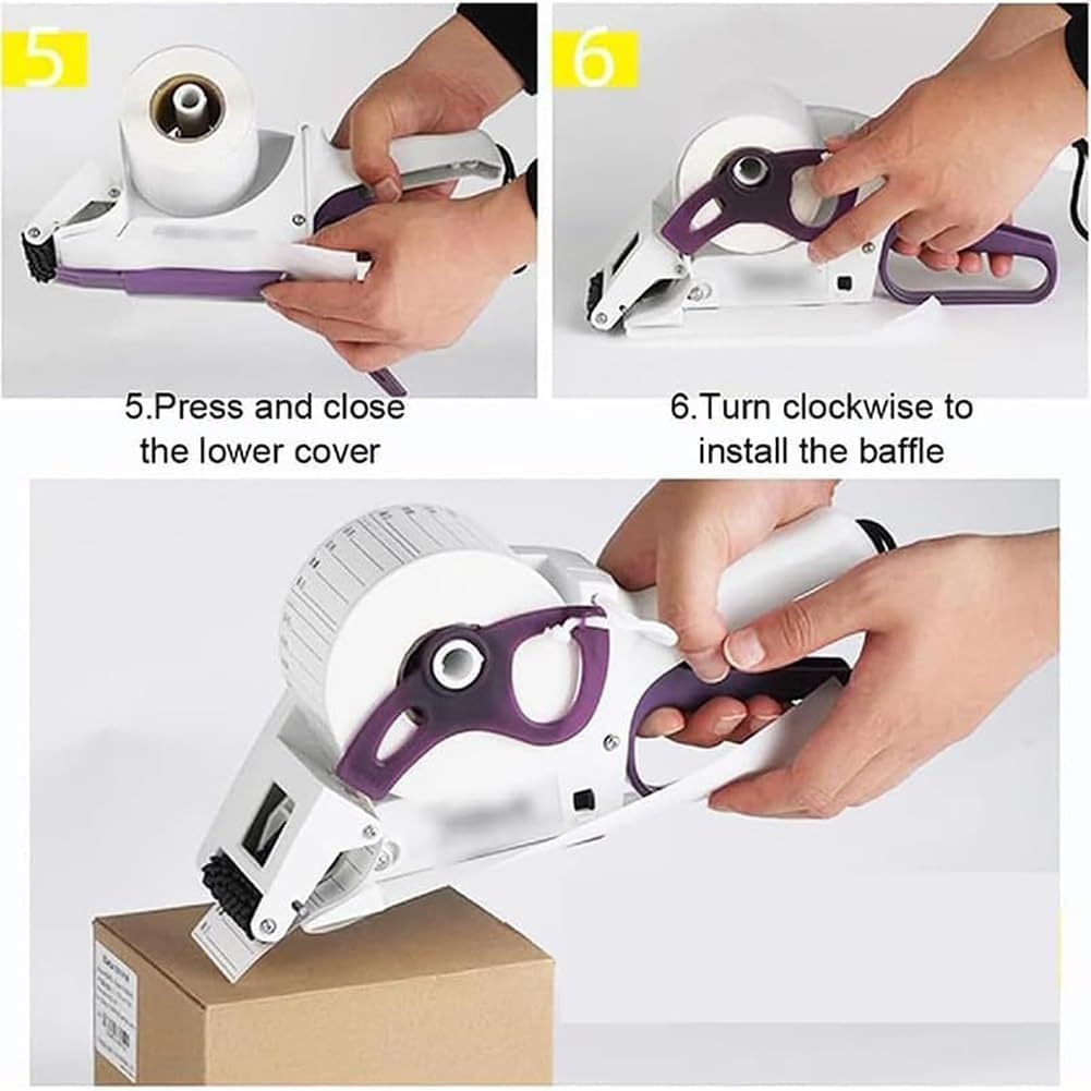 Pistolet applicateur d'étiquettes portable pour autocollants de codes-barres sur bouteilles rondes, boîtes et fruits, largeur réglable pour une application facile