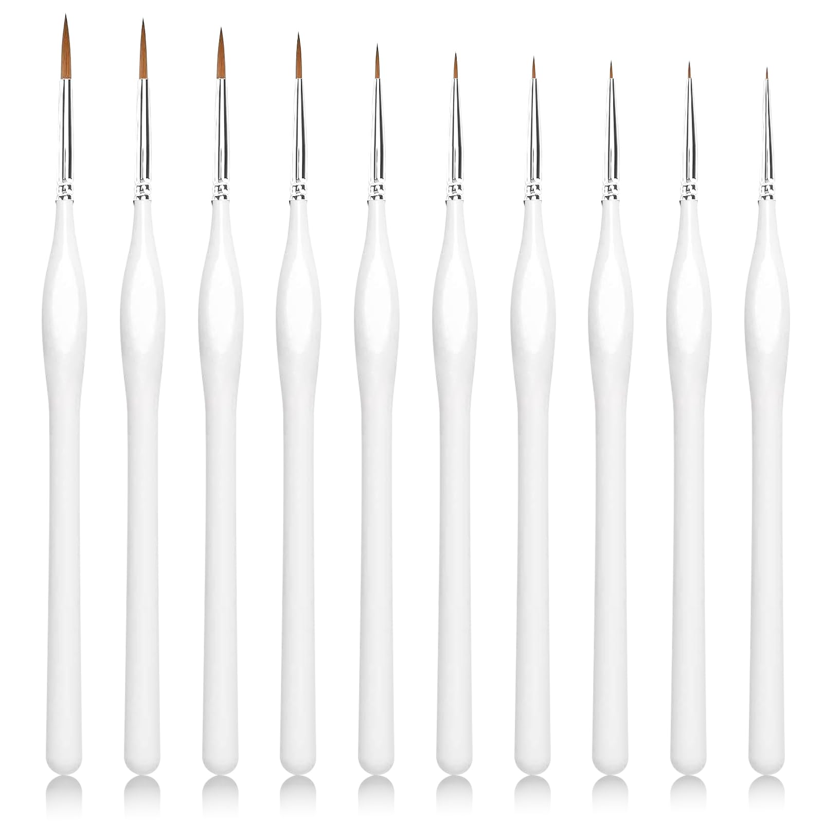 Fein Pinsel Set, 10 Stück Malen Nach Zahlen Pinsel Malerpinsel Dünne Pinselset Acrylfarben Miniatur Pinsels für Acryl Aquarell Modellbau Ölgemälde Detailmalerei (Weiß)