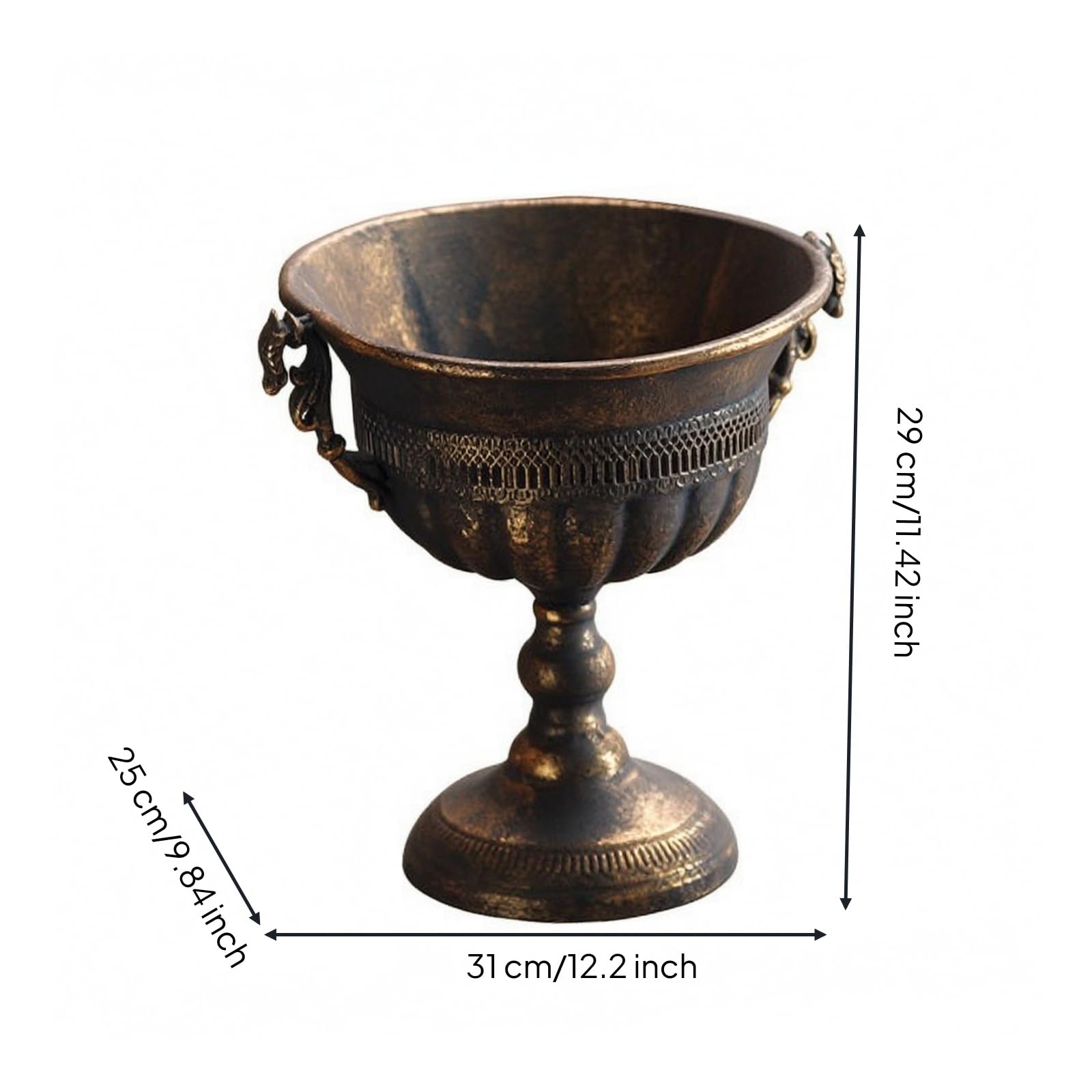 Qianly Vase en Métal Piédestal Décoratif Finition Antique, Vase sur Piédestal, pr lon, Style A