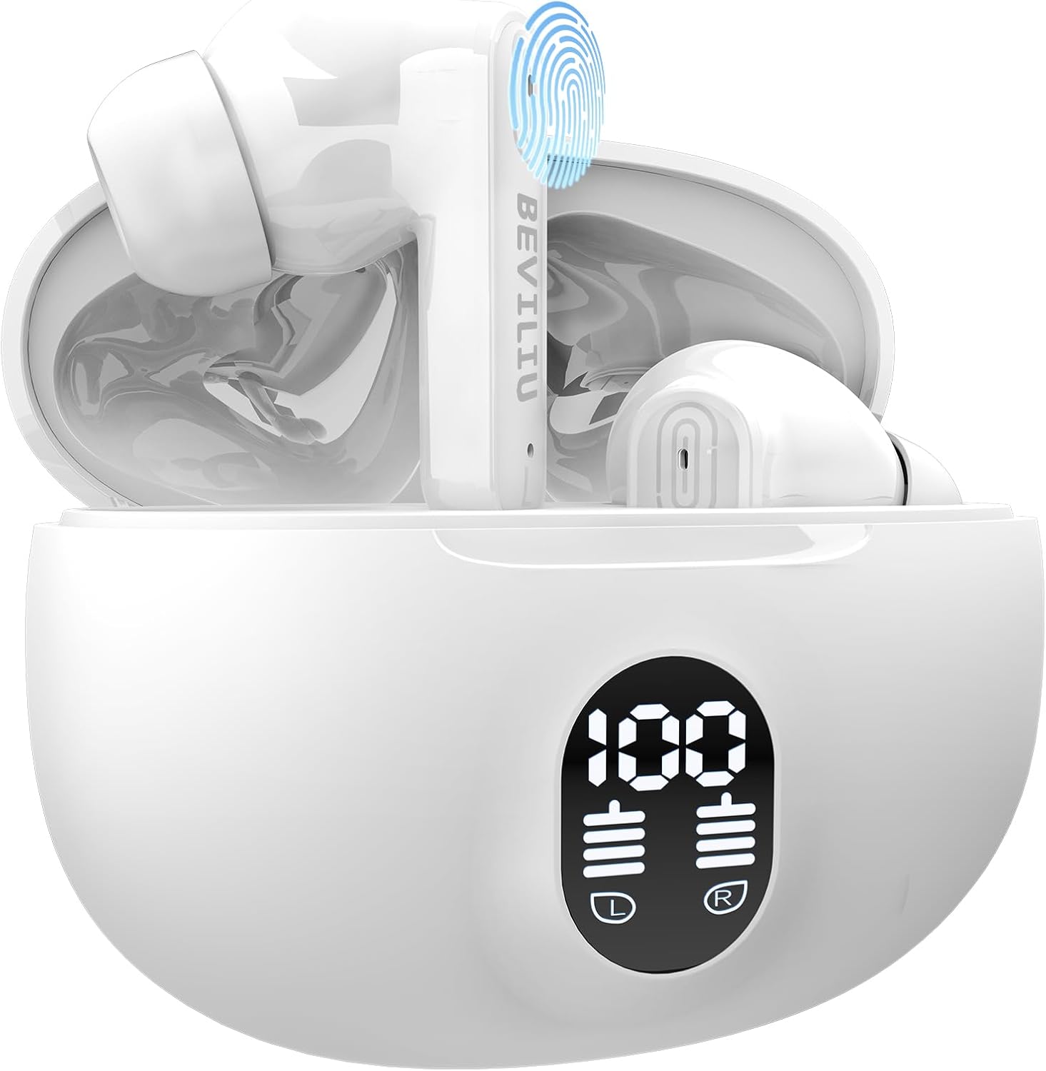Beviliu Translation Earbuds Real Time, 144 Languages 4 Modes Translate Headphones, 3-in-1 Ai Translator Device for iOS&Android Wireless 5.4 Y113S (White)