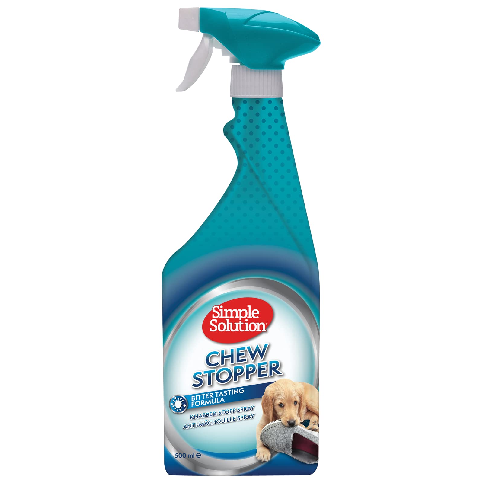 Simple Solution Fast Acting Chew Stopper Spray for Dogs Bitter Taste Anti Chew Formula Helps Prevent Furniture Damage by Chewing Nibbling and Licking Safe Training Aid for Pets 500 ml