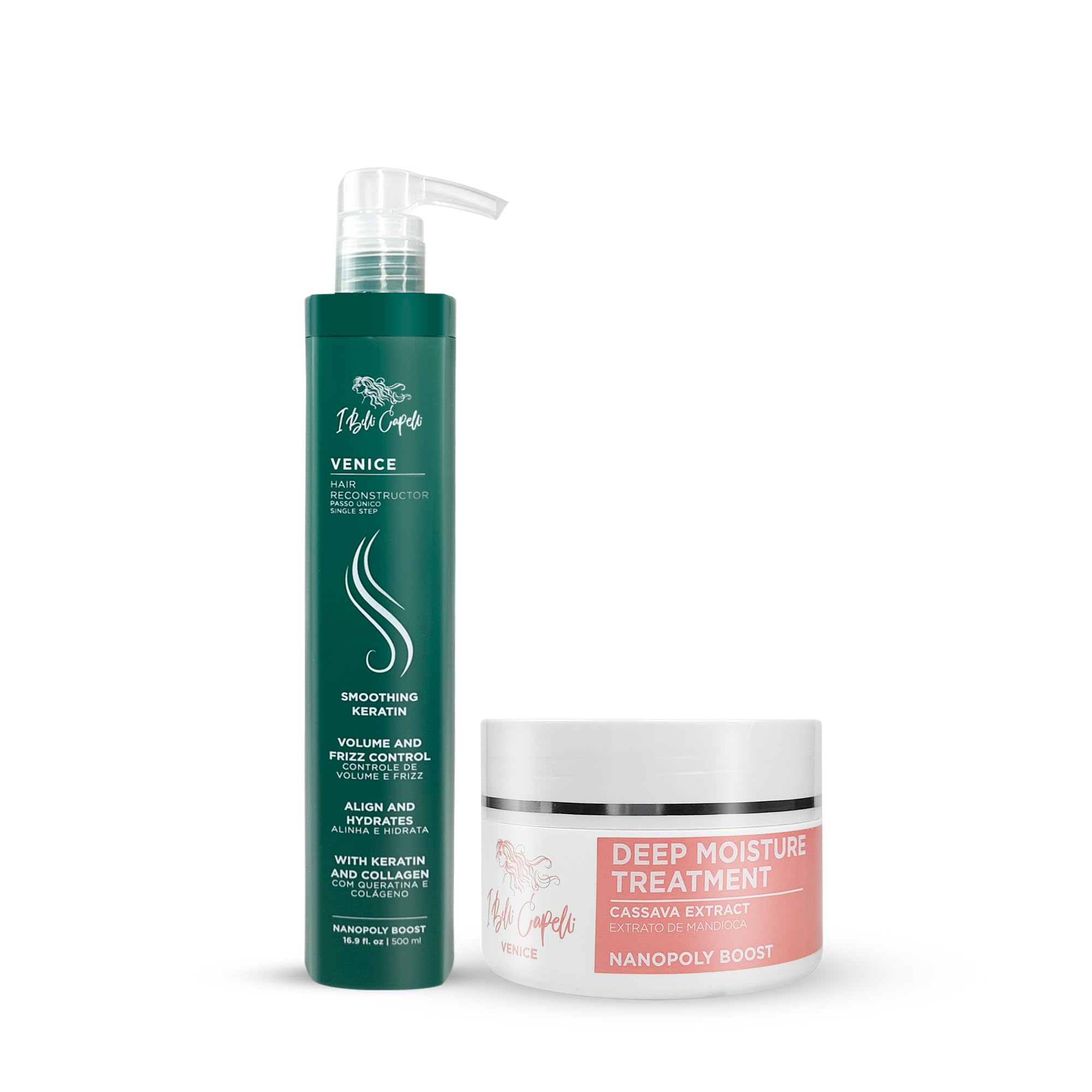I Belli Capelli Venice Smoothing Keratin Kit, Keratin Hair Treatment Straightening Set-Brasilianisches Glättungssystem & Haarmaske für seidenweiches Haar (250g)- Komplette Keratinbehandlung (2er Pack)