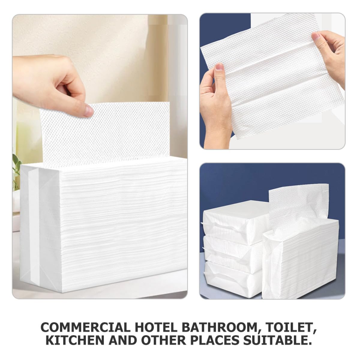 Essuie-mains en Papier Blanc Multi-usage pour Salle de Bain et Espaces Commerciaux, 5 Paquets de 120 Feuilles Absorbantes et Réutilisables
