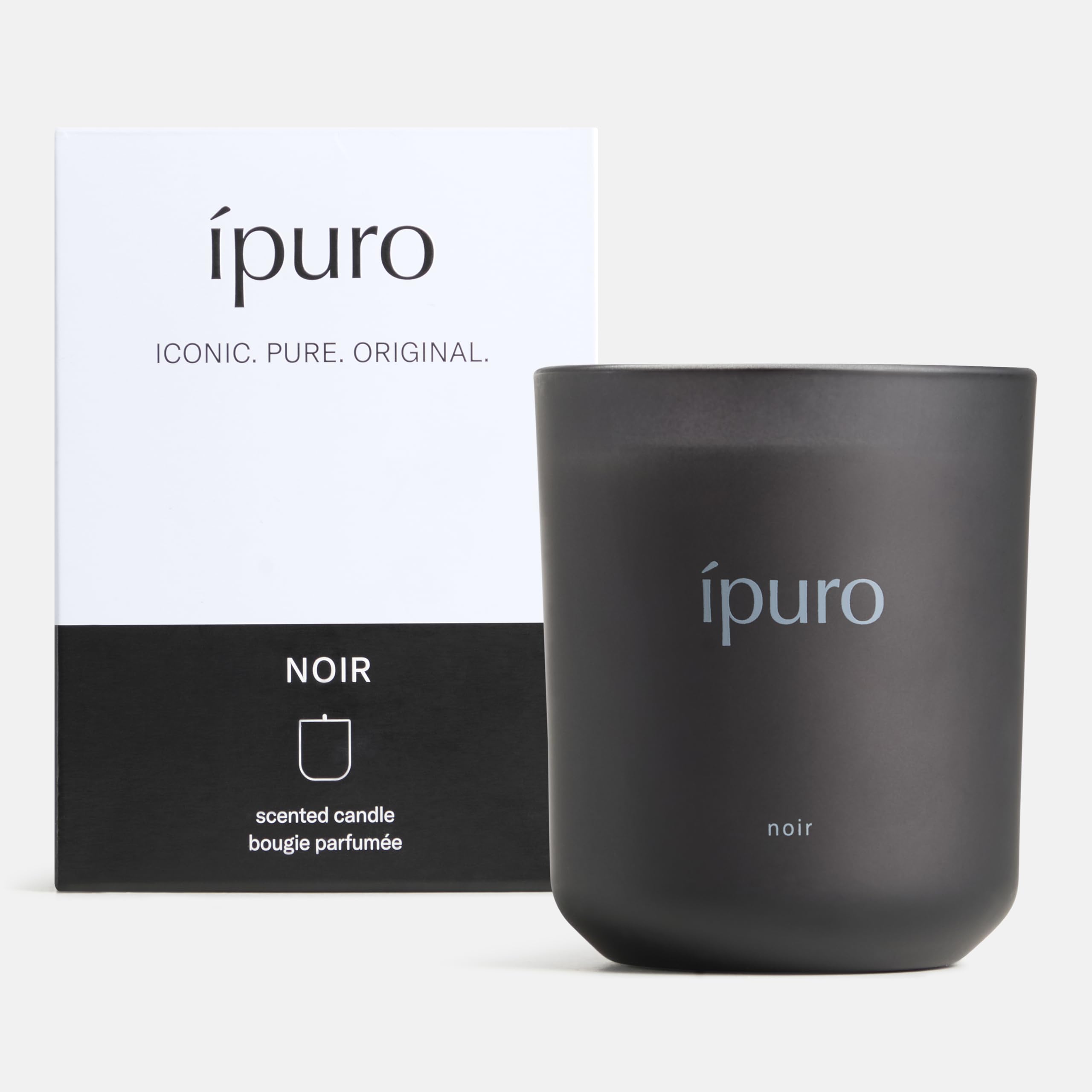 ipuro Klasyczna świeca zapachowa w szkle NOIR 270 g – dekoracyjna świeca zapachowa z różą i paczulą, drzewem sandałowym, eukaliptusem i kokosem – świece o długotrwałym zapachu – świeca zapachowa do