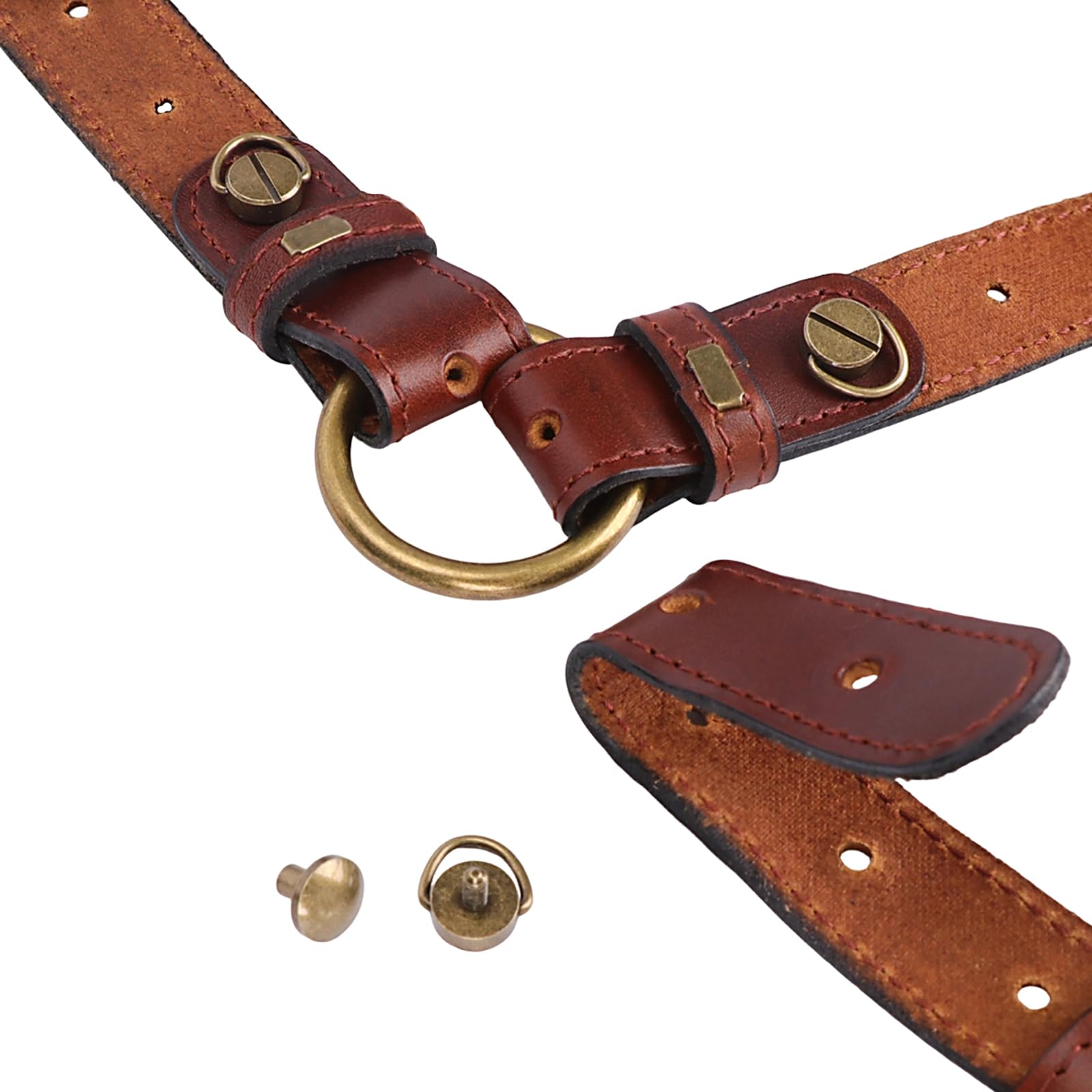 TOURBON Bretelles en cuir véritable avec vis Chicago Harnais de soutien dorsal réglable pour homme