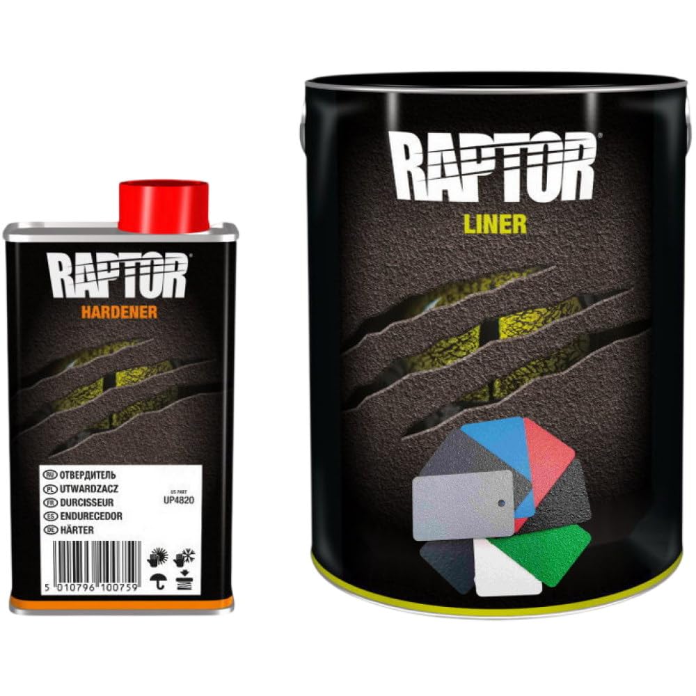 Raptor Liner Lack, alle RAL Farben. 1,1 L (0,75+0,25+0,1) Gebinden Set. 2K Fahrzeug & Transportflächen Beschichtung. Upol. (RAL 6013 Schilfgrün)