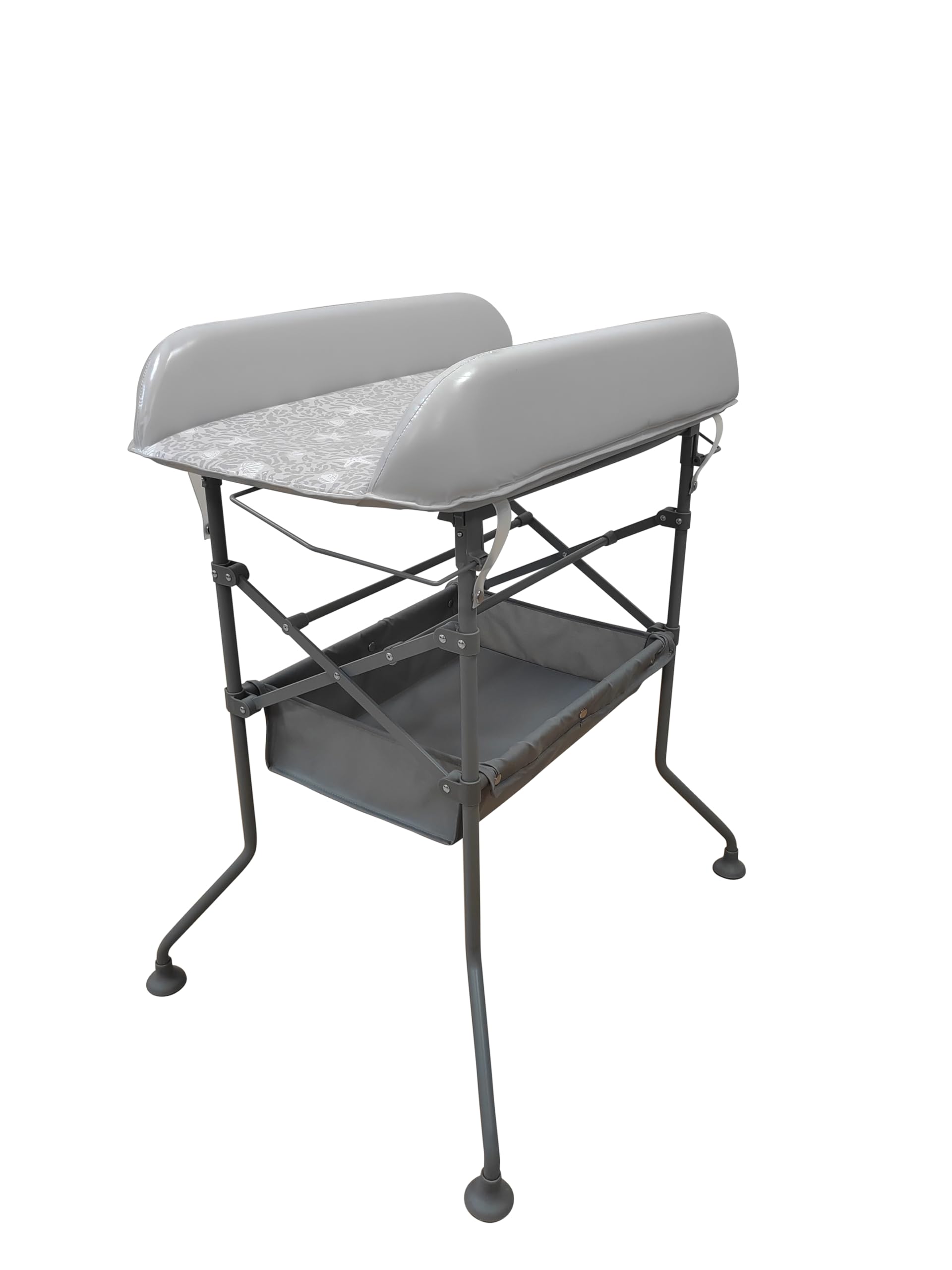 Kinderkraft BUBBLY Bagnetto per neonati con supporto, pieghevole, fasciatoio, montaggio facile e veloce, grigio