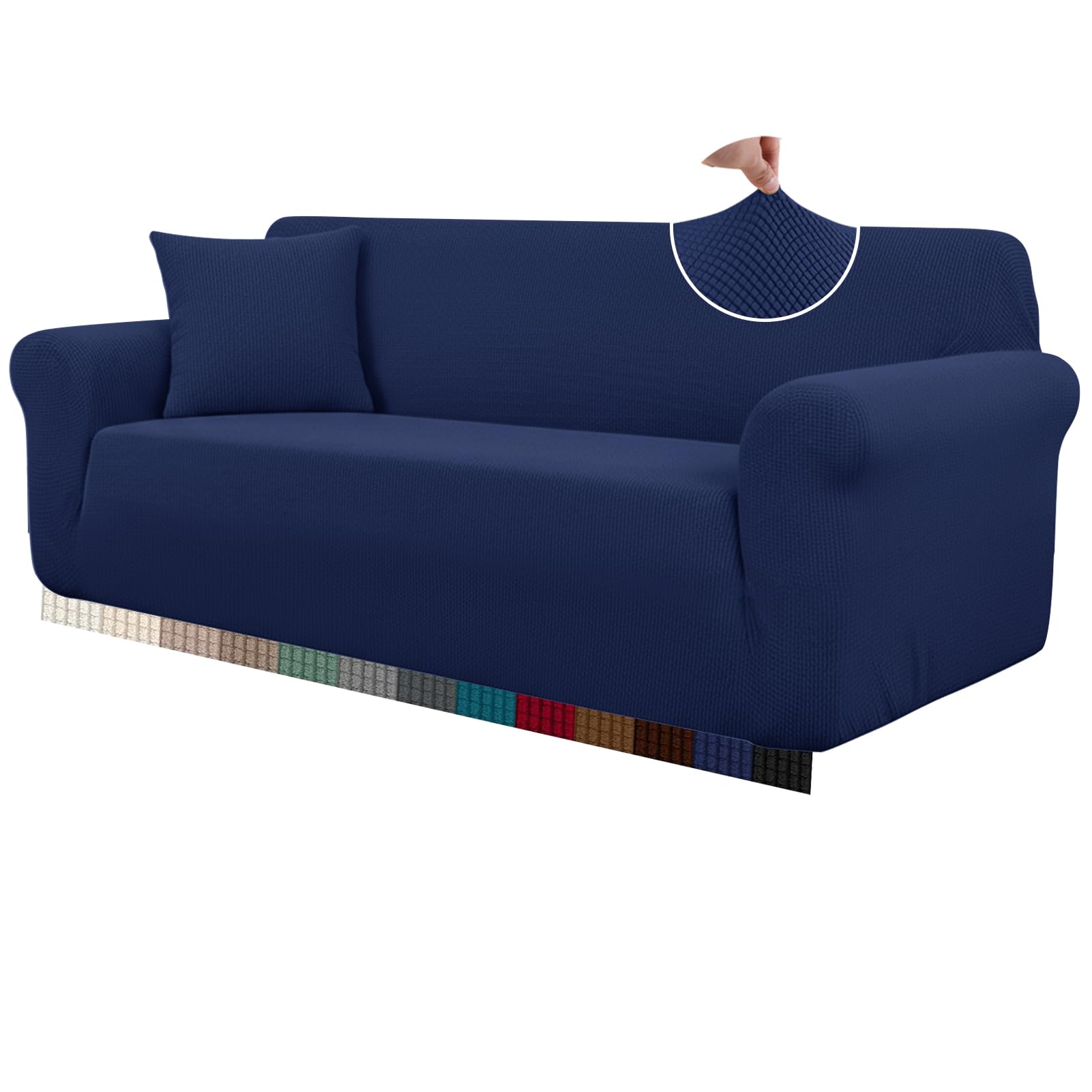 HEYOMART High Stretch Sofa Covers Universal Super Soft Loveseat Couch Jacquard Covers for Dogs Non Slip Furniture Protector Machine Washable (2 Seater, Blue)