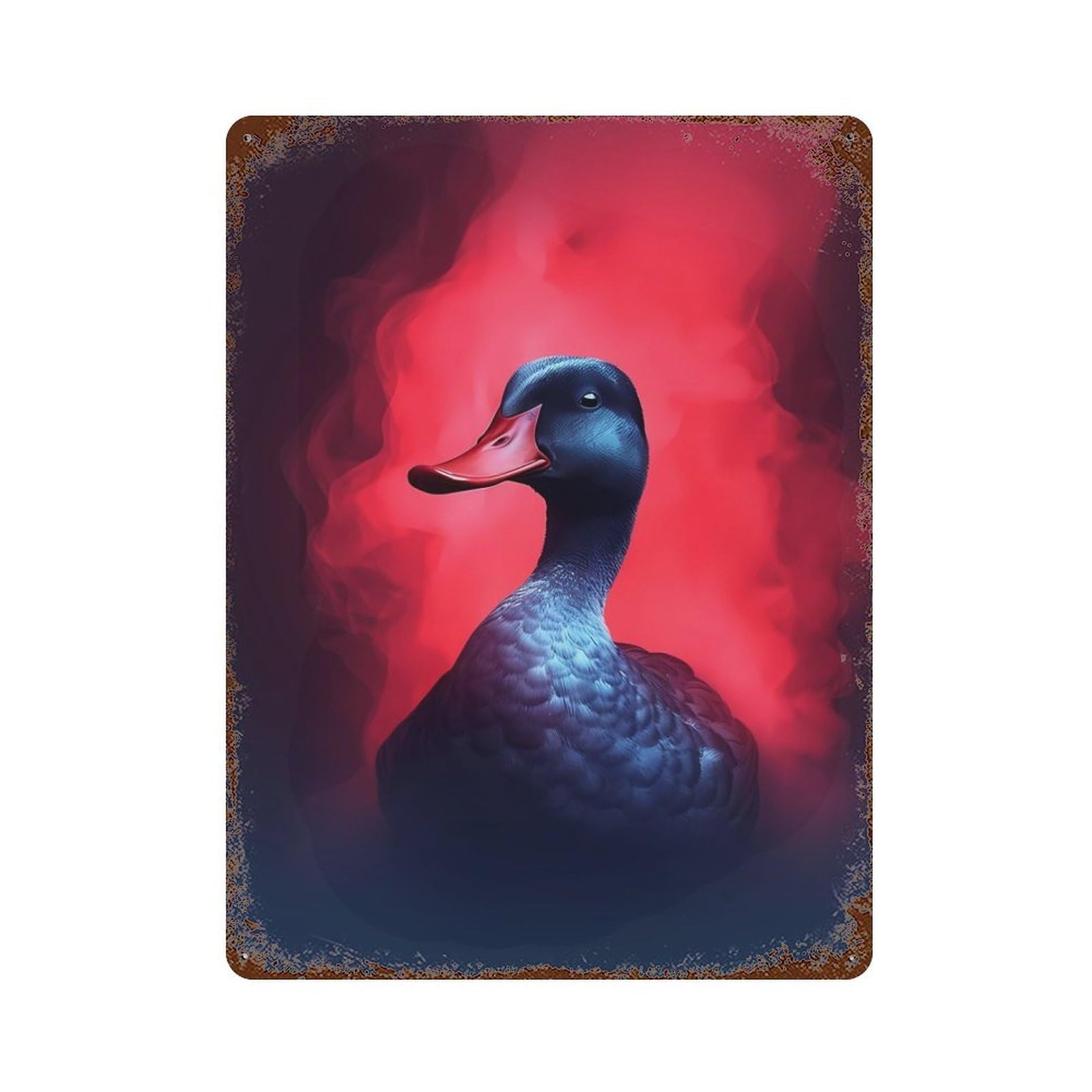 Duck Smoke Rust Effect Tin Sign 15.7"x11.8", Industrial Home Decor for Garage, Bar And Workshop Decor