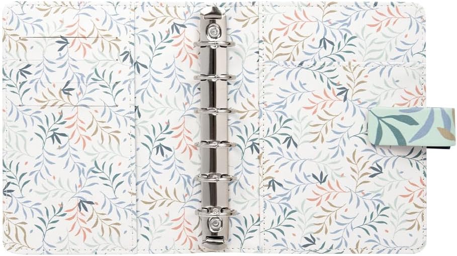 Filofax Botanical Organizer, Pocket Size, Mint - Smooth, Leather-Look, Six Rings, Week-to-View Calendar Diary, Multilingual, 2025 (C022647-25)