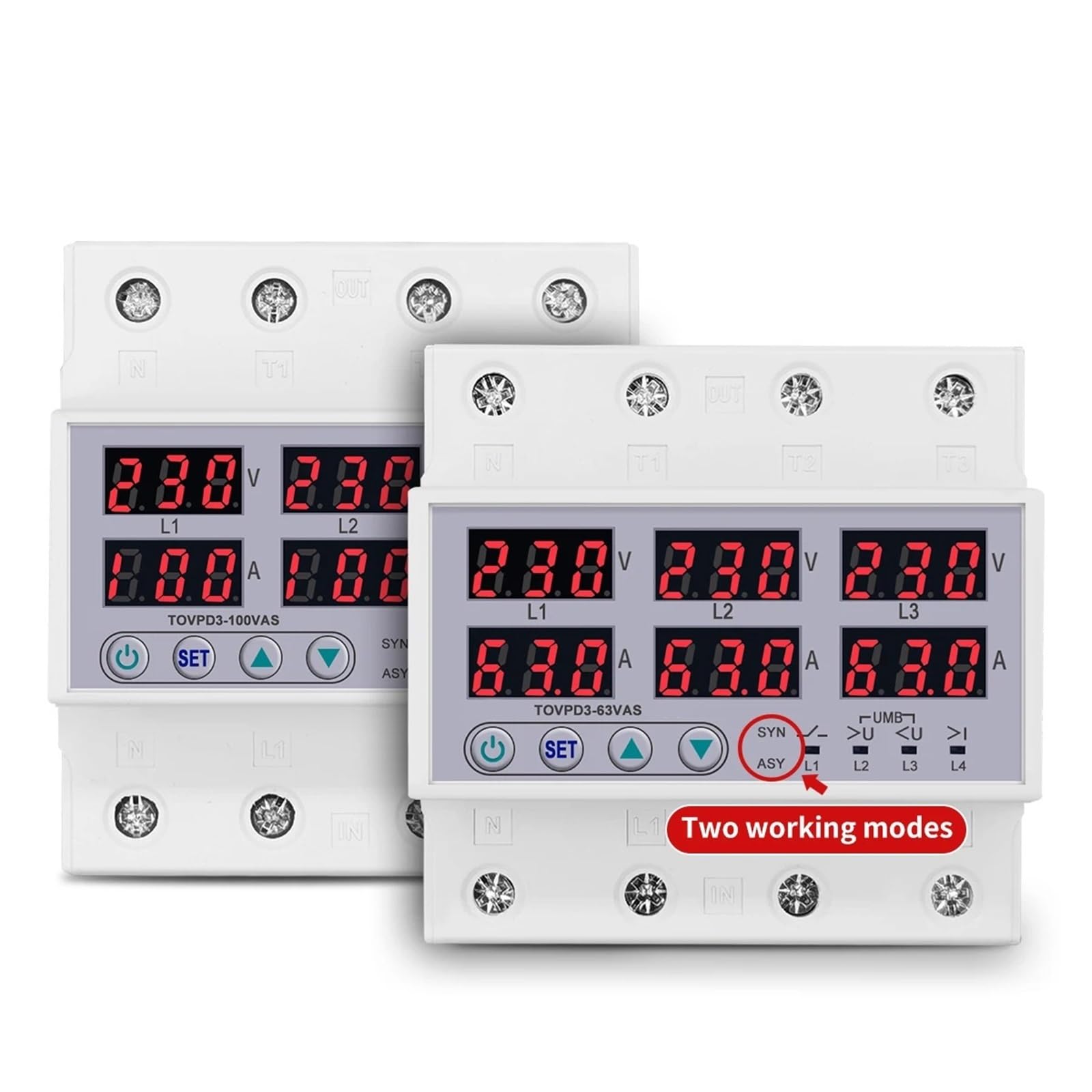 Relais de protection de courant 3P+N triphasé ajustable 100A - 5