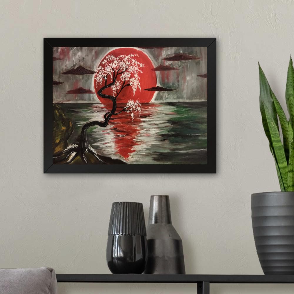 GADGETS WRAP Printed Photo Frame Matte Painting for Home Office Studio Living Room Decoration (11x9inch Black Framed) - Luna Roja