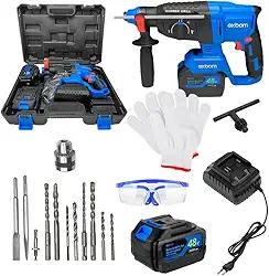 Martelete Perfurador Rompedor Sem Fio 1150W Brushless, Bateria De Lítio 3000mAh, SDS Plus, Alta Potência E Impacto 2.8J, Ideal Para Concreto, Madeira E Metal