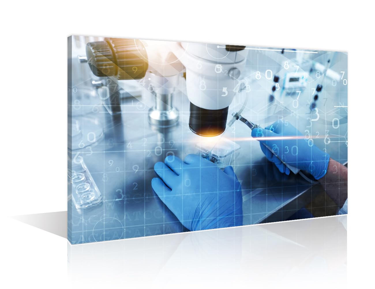 TUMOVO 1 Panel Microscope Medicine Poster Canvas Wall Art Clinical Laboratory Posters and Prints Young Scientist Bathroom Decor Wall Art Print on Canvas Framed Ready to Hang, 24" Wx36 H