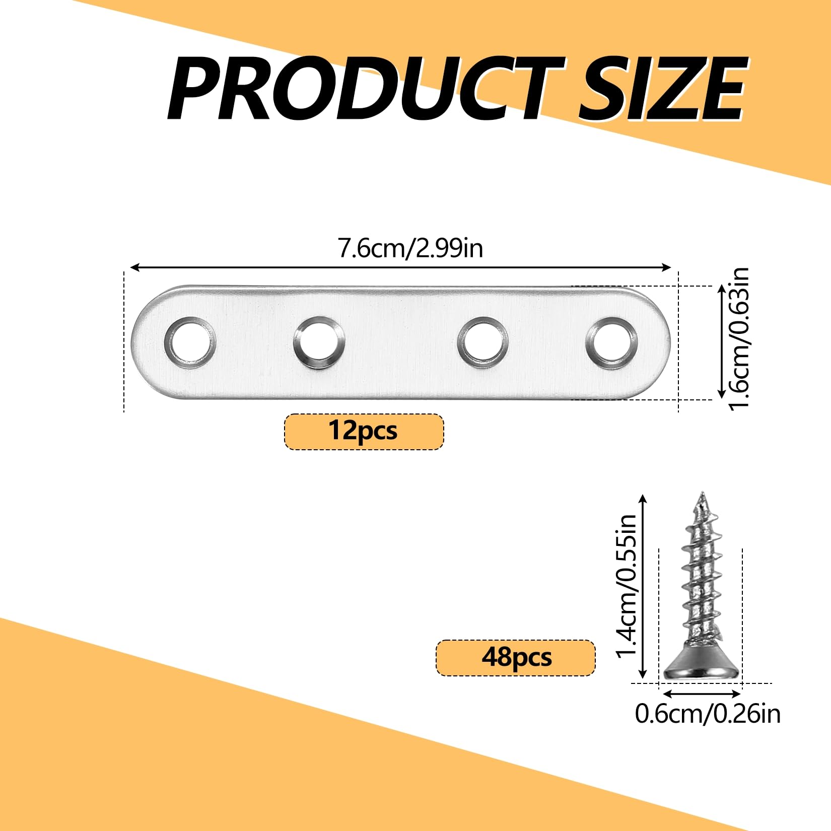 GOSHUN 20 PCS Straight Flat Brace Stainless Steel Sturdy Braces Flat - View #13