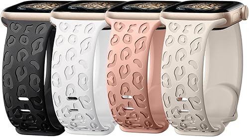 BNCLSTG Correa de reloj de silicona grabada de leopardo compatible con Apple Watch Band de 1.496 in 1.575 in 1.614 in 1.654 in 1.732 in 1.772 in