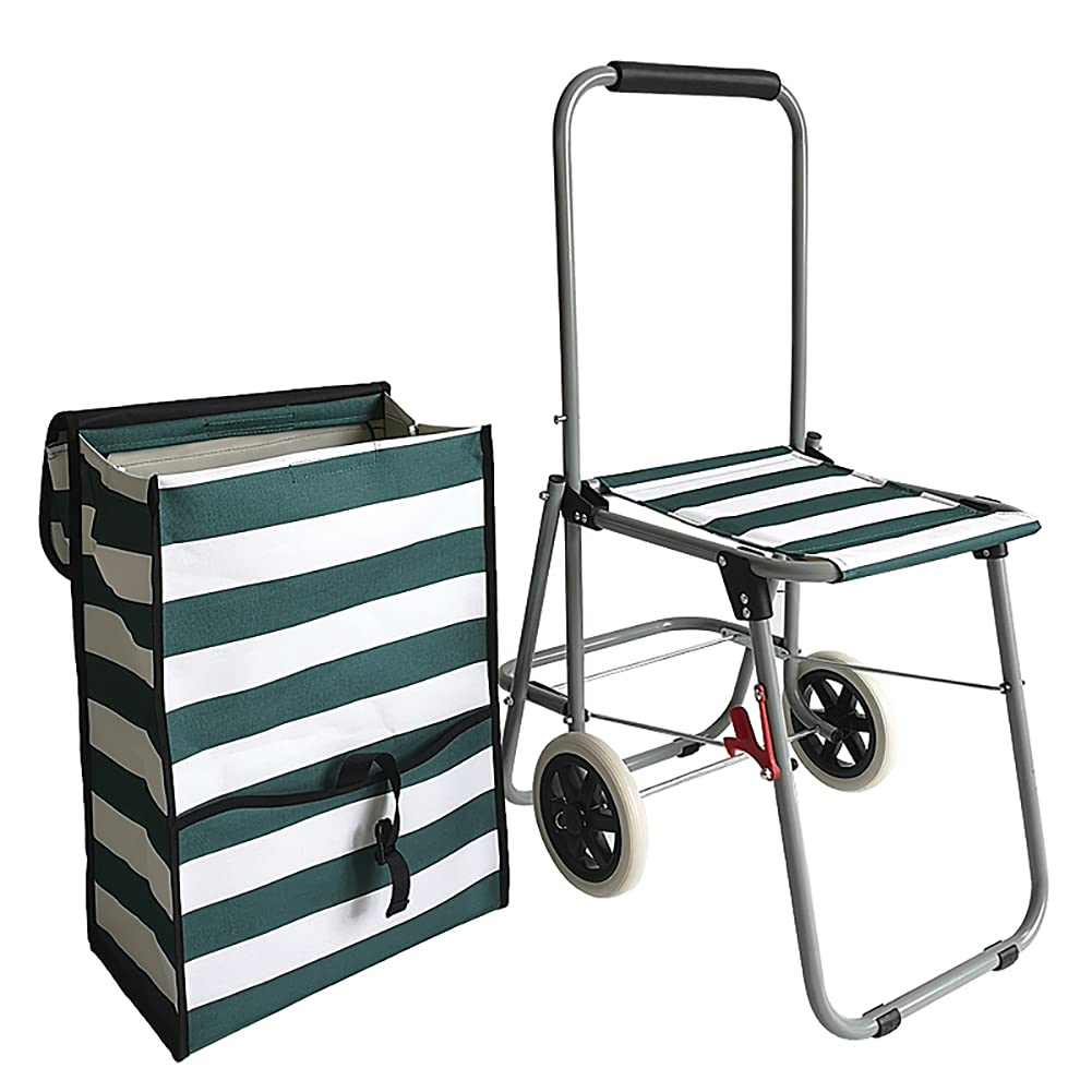 SHOPPING TROLLEY Einkaufswagen mit Sitz Trolley-Tasche Stahlkarren 2 große Räder Einkaufsroller Schwerlast Faltbar Abnehmbar Alten Wasserdicht Einkaufstrolley Reisen Picknick