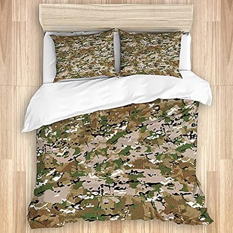YUDILINSA Duvet Cover Set,Multicam Camouflage MTP American & British Forces1,Microfibre Bedding Set with Zipper 135 X 200cm with 2 Pillowcase 50 X 80cm Cover