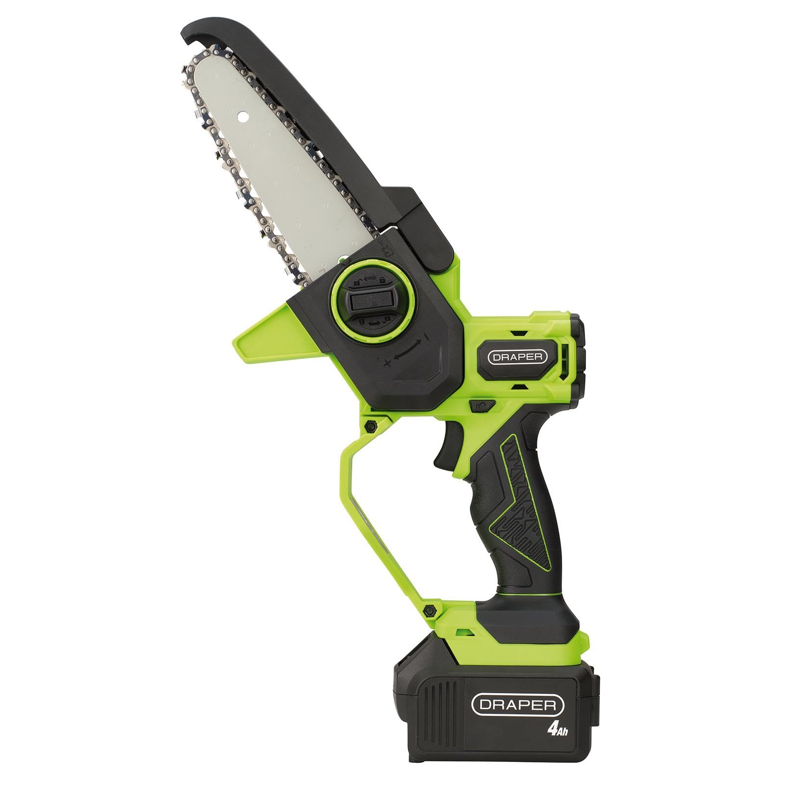 Draper 31872 Mini sierra de podar sin escobillas de 18 V, 1 batería de 4.0 Ah, 1 cargador