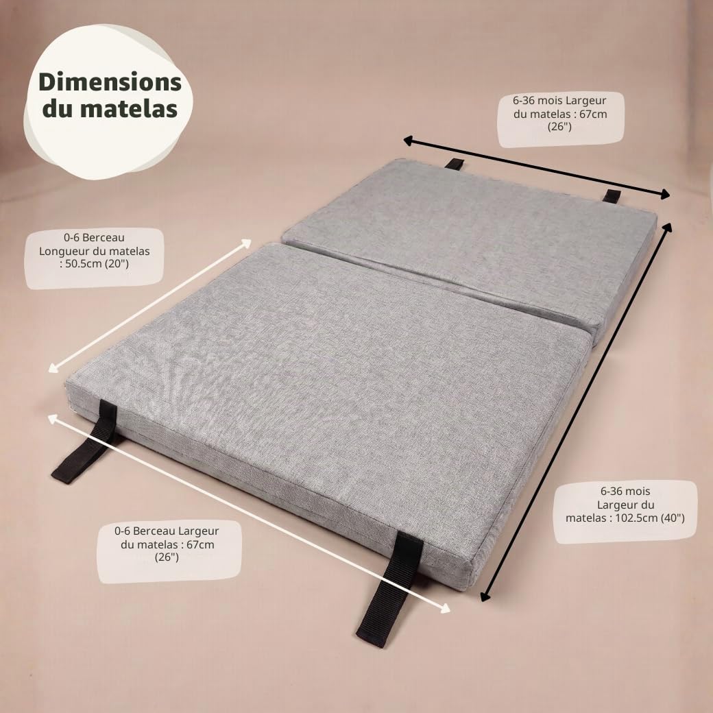 Venture Le lit bébé de Voyage Airpod Comprend Un Matelas en Mousse et Un Sac de Transport de 100 x 60 cm (Argent)