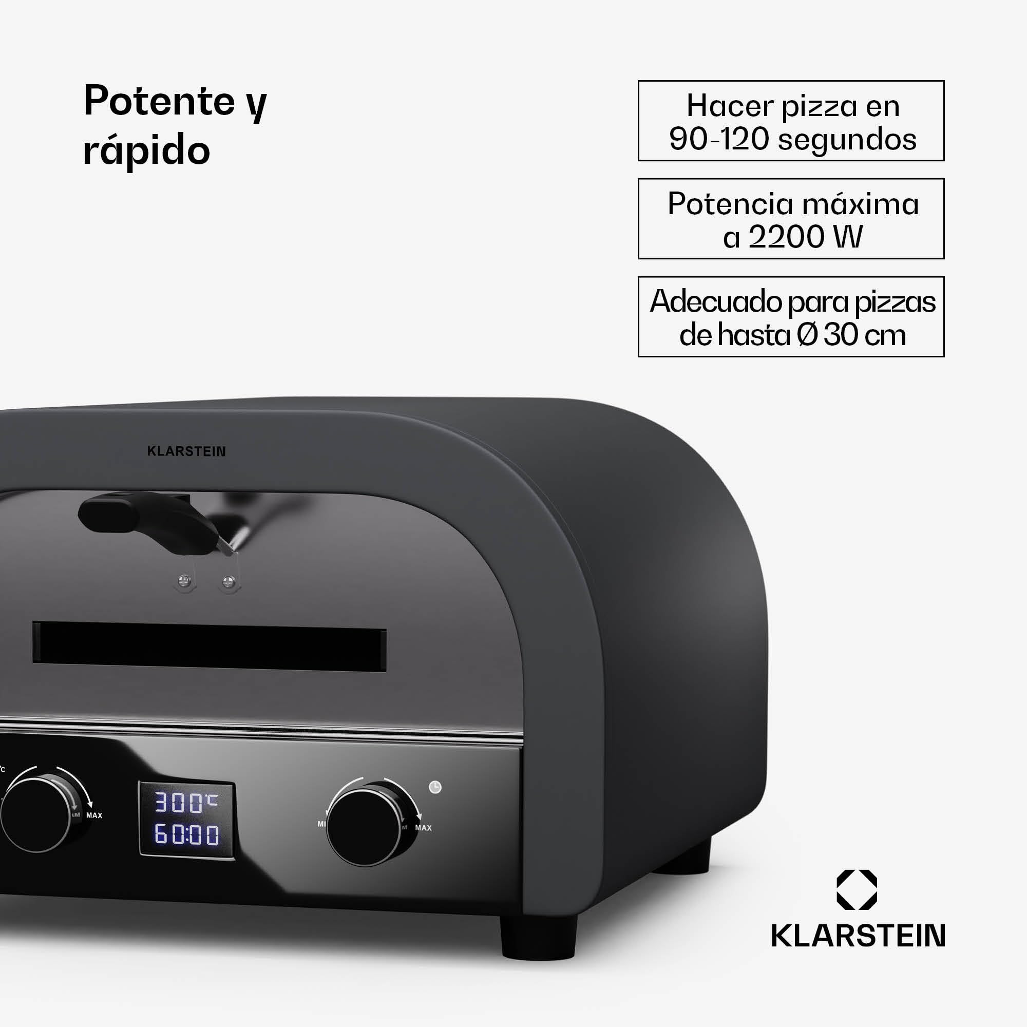Klarstein FornoVetro Horno Para Pizzas 2200W - Doble Resistencia, Control Digital de Temperatura y Tiempo, Piedra Para Pizza, Tapa de Cristal, Hasta 450°C, Diseño Compacto Exterior