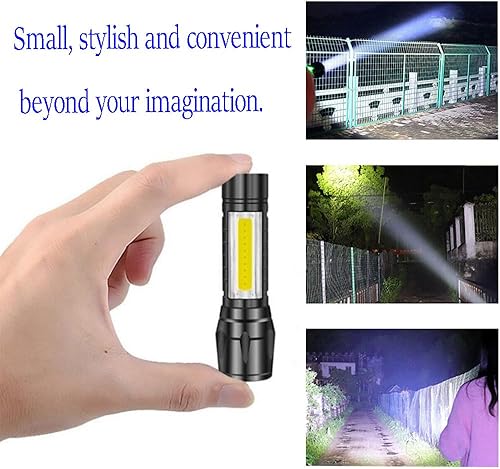 Miniatura 2 de Linternas recargables de alto lumens LED - Mini linterna recargable USB para el hogar, 3 modos de enfoque ajustable, linterna impermeable portátil