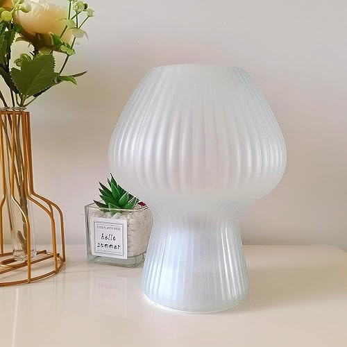 Miniatura 2 de Lámparas de mesa con forma de hongo que funcionan con pilas, lámparas LED de noche de cristal, estilo vintage, estética, pequeña, lámpara de noche
