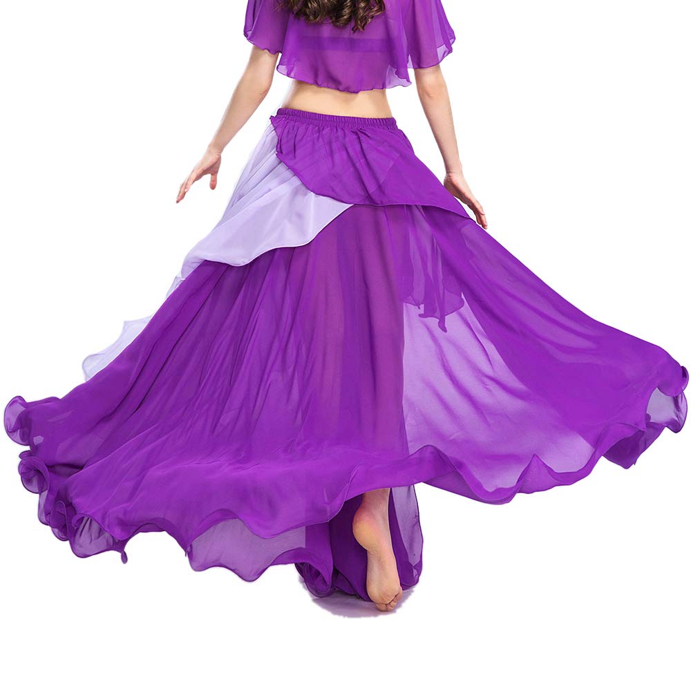 ROYAL SMEELA Bauchtanz Rock Damen Tanzkleidung Chiffon Großer Swing Rock Fashion Light Sexy Röcke Bauchtanz Performance Kostüm Kleidung Doppelte Farbe Rock