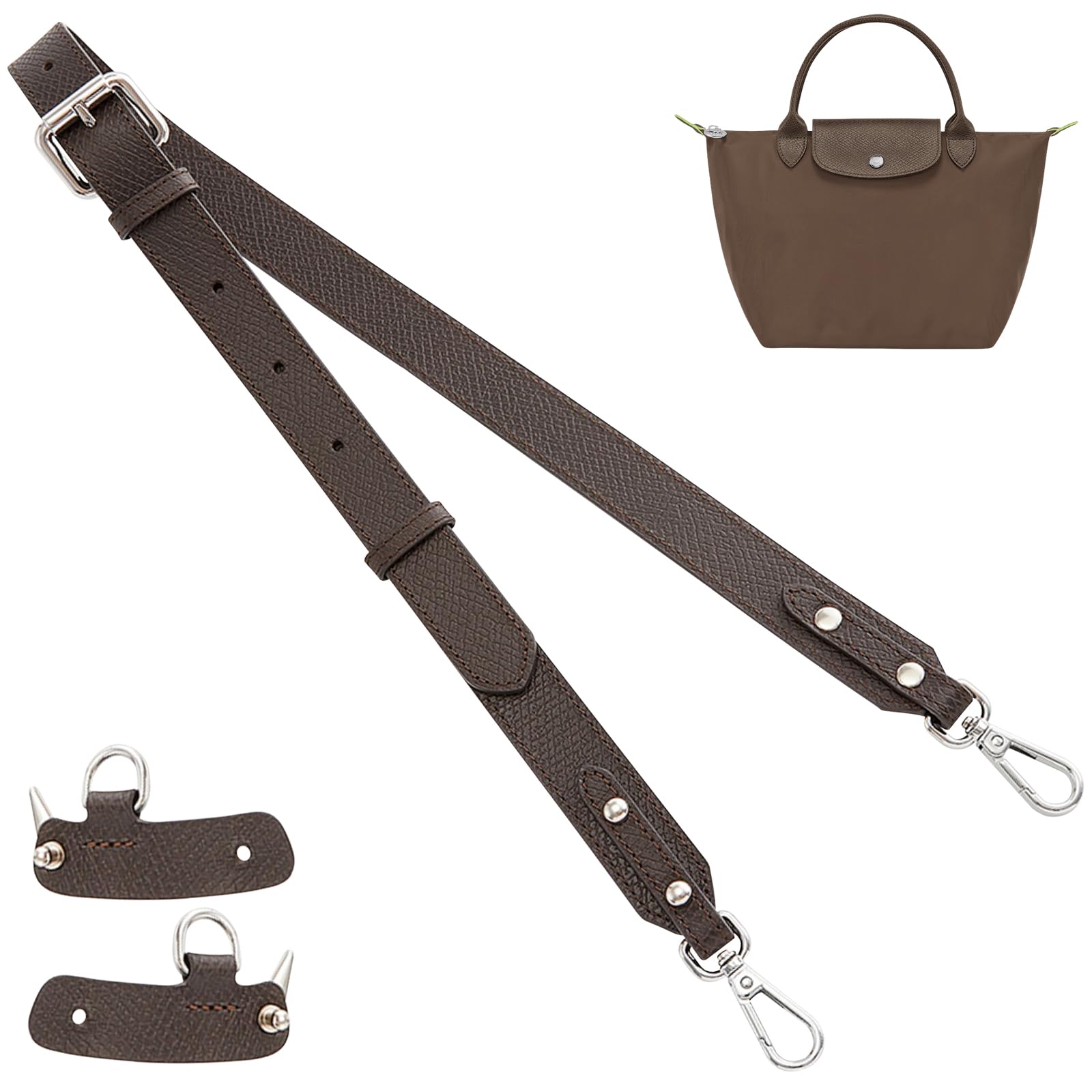 Bag Leather Strap Replacement Crossbody Adjustable Shoulder Straps for SMALL Pouch, No Damage Conversion Kits Accessories(SMALL-Terra-Silver)