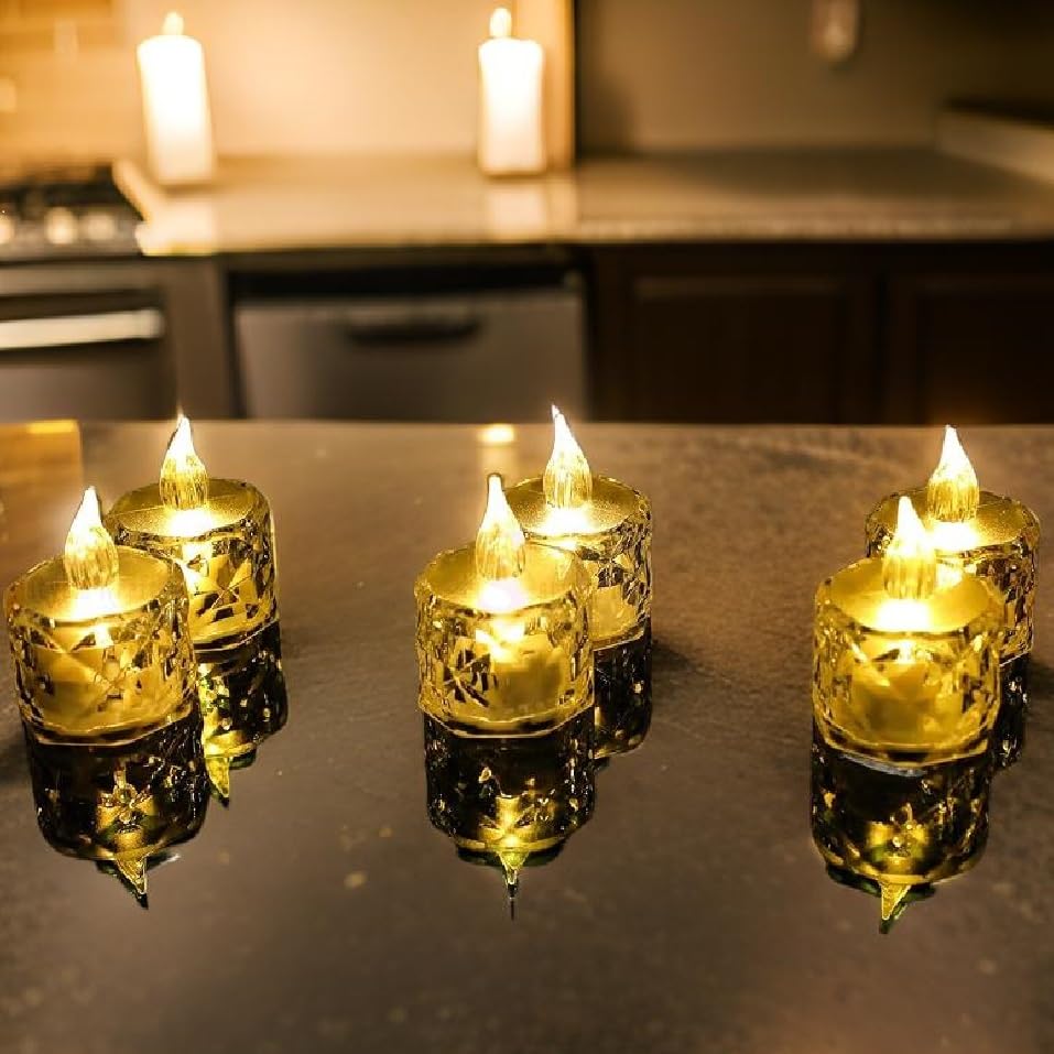 Ein Sof 6 Pcs Flameless and Smokeless Decorative Crystal Candles Transparent Acrylic Led Tea Light Candle for Decoration (6 Pieces, Yellow, 5 cm) (B0D89ZHD4M) Amazon Price History, Amazon Price Tracker