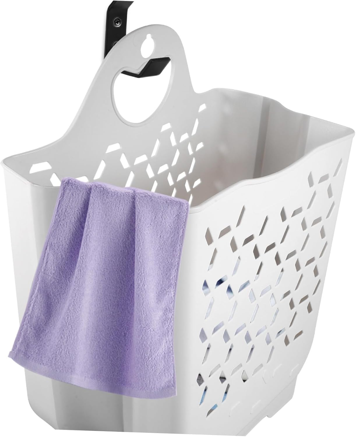 Laundry Hamper Wall Hanging Basket with Handle Medium White Storage Organizer for Bathroom Bedroom and Saving and Portable Design