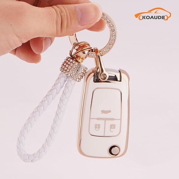 Car Key Cover Cases Keychain Compatible with Vauxhall Opel Astra Insignia Vectra Zafira Meriva Mokka Chevy Cruze Captiva Orlando Holden 2 3 Button Flip Folding Key Fob Case (Chv-3F) - 5